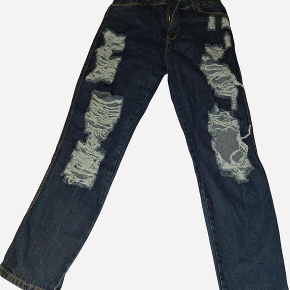 Kauanny Luz Distressed Denim Jeans High Rise Destroyed - Picture 1 of 6